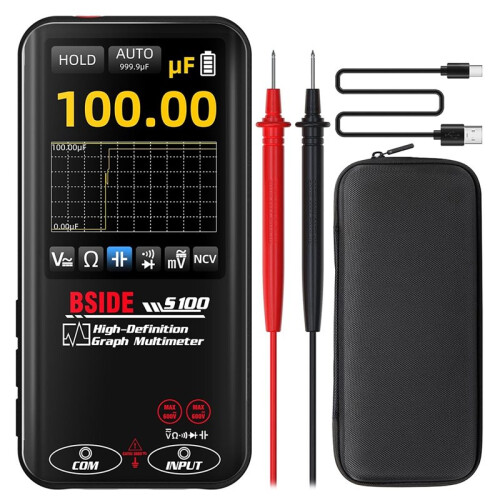 BSIDE S100 Digital Multimeter Data Monitor, 10000 Counts with True RMS Pocket Automatic Range Voltmeters with Flashlight 1