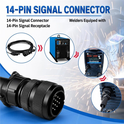 25FT Welding Torch Finger  14-PIN for Miller  TIG Torch Control, Ergonomic Long Cable 1
