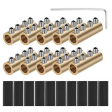 Brass Wire Splicing Connector, 80A 6AWG Quick Wiring Terminal with Insulating Sleeve for Electrical Cable Connection