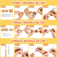 Wool Needle Felting Tool Set-Includes Felting Needles with Wooden Handles and Finger Cots, for DIY Wool Crafting