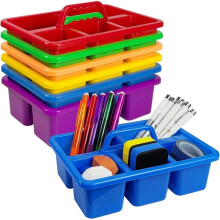 6PC Classroom Caddy, 5 Compartment with Handle Small Caddy, for Pencil, Crayon, , Home