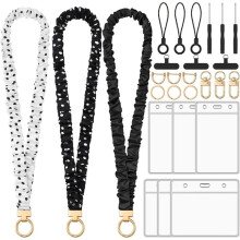 Set van 3 Scrunchies met Stippen voor ID-Badges, Elastische Keycords voor Vrouwen, Leraren en Verpleegkundigen