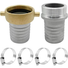 2 Inch Aluminum Pin Lug Hose Shank Fitting Set, 2" Hose Shank Coupling Set with 4 Hose Clamps