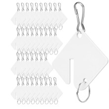 60 Pack Blank Key Tags with Rings and Hooks, Writable Plastic Key Tags, for Home,Garage,and Slotted Key Cabinets