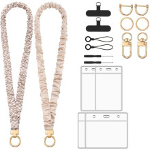 2 Set  Scrunchies Lanyards for ID Badges, Stretchy Lanyard for Women Teacher Nurse