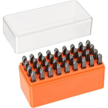 36Pcs Metal Stamping Kit, 1/16" (1.5mm) Steel Number and Letter Stamp Punch Set, A-Z Uppercase Letter/0-8/"&", for