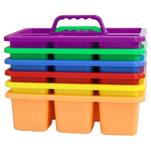 6PC Classroom Caddy, 5 Compartment with Handle Small Caddy, for Pencil, Crayon, , Home 1