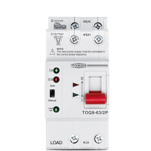 TOMZN Interruttore Commutazione Automatica A Doppia Alimentazione TOQ9 2P Modello Slim, 220-240 V CA 63 A, Montaggio su Guida DIN, 50/60 Hz,