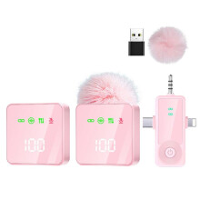 Microfono Lavalier Wireless 3 In 1 per , per Android e Fotocamera - Rosa