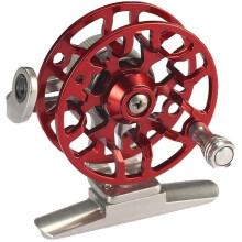 All-Metal Fly Fishing Reel: Front Drag, Automatic Lay, Versatile for Micro-Lead/Raft/Ice Fishing Red