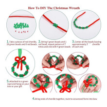 Christmas DIY Beads Kit for Kids Adults Families Beaded Ornament Kit to Make Wreath/Candy Cane/Xmas Tree