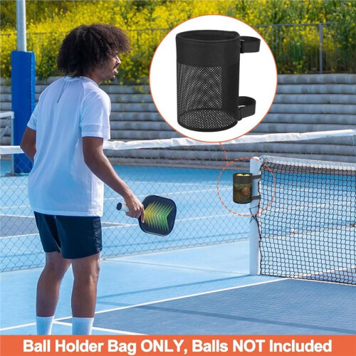 Pickleball  Holder Adjustable Hanging Bag for PickleBall , Foldable Storage Basket Mesh Net Pouch 2