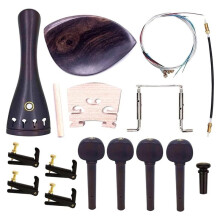 4/4 Full Size Violin Accessories Kit Bridge, Tailpiece, Tuning Pegs, Tunners, Endpin, Tailgut, String and Chin Rest