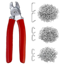 Heavy-Duty Hog Pliers Kit - 300 Fasteners Included for Pet Cages, Fencing, Upholstery & DIY Repairs
