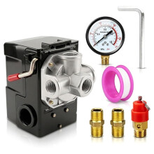 Air Compressor Pressure Control Valve,135-175 PSI 4-Port 20 Amp,110-120V,Replacement Kit