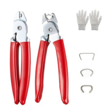 Hog Rings with 2Pcs Hog Pliers Kit, 3/4"/1/2"/3/8" Galvanized Steel Fasteners with Gloves for Upholstery Fencing