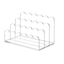 Scalloped Acrylic Mail Organizer, 3-Slot Desktop Letter Sorter for Bills, Notes & Phones