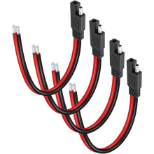 4PCS SAE Extension Cables, 12AWG 12 Inch 2Pin Single Plug Quick-Connect SAE Power Extension Cable for Solar Panel