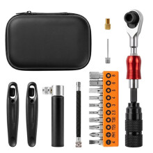 Bicycle Repair Tool Kit, Bidirectional Ratchet Wrench Set with 10 Bits, Multi-Function Maintenance Tools for Bike