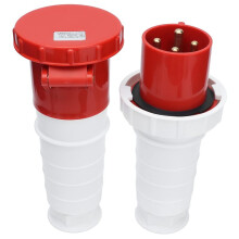 380-415 V 63 A Stromkabelverbinder, IP67 Wasserdichter 4-Poliger Netzstecker-Satz für 3P+E-Verkabelung, Industriestecker