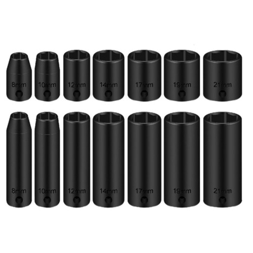 3/8" Drive Impact Socket Set - Metric Short & Deep Sockets (8-22mm), Black Phosphate Finish for Durability 1