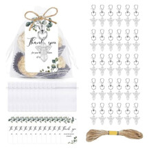 90 Pack Guardian Angel Keychain, Thank You Keyrings Bulk Set with 30 Angel Keyrings 30 Organza Bags & 30 Thank You Tags