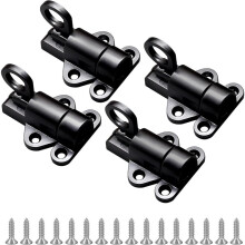 4 Packs Black Self-Closing Latches,Spring Door Lock Resilient BoltLatch,Aluminum Alloy Automatic Spring BarrelDoor Lock