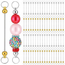 100PCS Beadable Keychain Bars,Metal Key Chain Bar Charms Making Supplies Beaded Keychain DIY Bead Pendant Key Chain