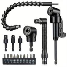 Flexible Drill Bit Extension Set with 105 Right Angle Attachments, Rotatable Socket Adapters & Bendable Shaft