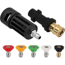 Pressure Washer Adapter with 1/4" Quick Connect & T-Lock for M22 14mm Hose,with 5 Multi-Angle Nozzles for K Series -K7