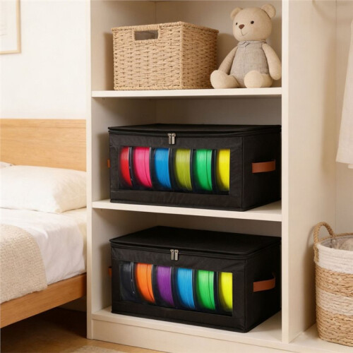 2 Pack 3D Printer Filament Storage Dry Box, Transparent View Window, Zipper Storage Case for Workshop, Home Black 2