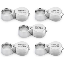 30X Pocket Jewelers Loupe, 5PCS Foldable Handheld Magnifier Sturdy Metal, Minieye Loupe Foldable Handheld Magnifier