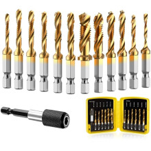 3-in-1 Combinatieboor- en Tapbitset met Titaniumcoating voor Boren, Tappen en Verzinken