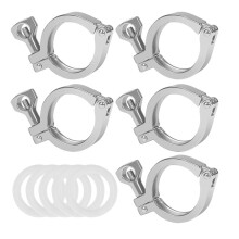 Confezione da 5 Morsetti Tri Clamp A Perno Singolo per Impieghi Gravosi, Ghiera TC da 1,5 Pollici, Raccordo Sanitario In Acciaio Inossidabile 304 con