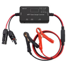 10A 12V MPPT Solar Charge Controller with SAE Alligator Clip,PD 36W USB-C,QC 18W USB,for AGM,Gel Batteries,Motorhomes