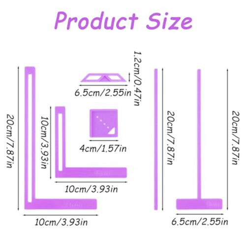 6PCS Book Binding Tool, Easy Scrapbooking Tools Kit, L Ruler + T Ruler + I Ruler + Corner Miter + Eyelet Guiding Violet 2