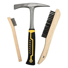 Welding Chipping Hammer and Wire Brush Set,10.5" Cone and Vertical Chisel Welding Hammer,Handle Carbon Steel Brush 10"