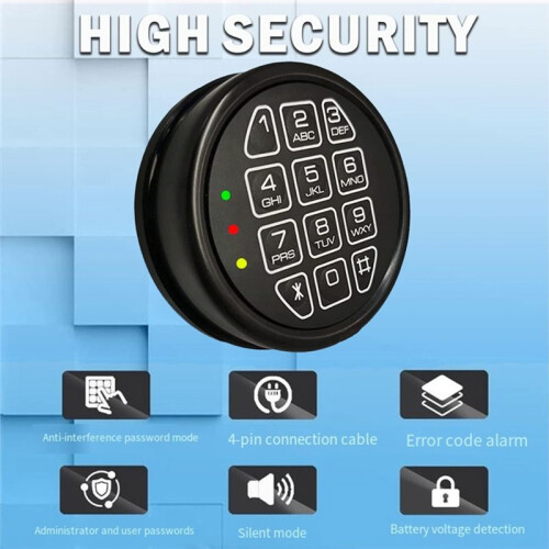 Electronic Safe Lock Replacement Panel Kit (Includes Solenoid Lock and 2 Emergency Keys) 2