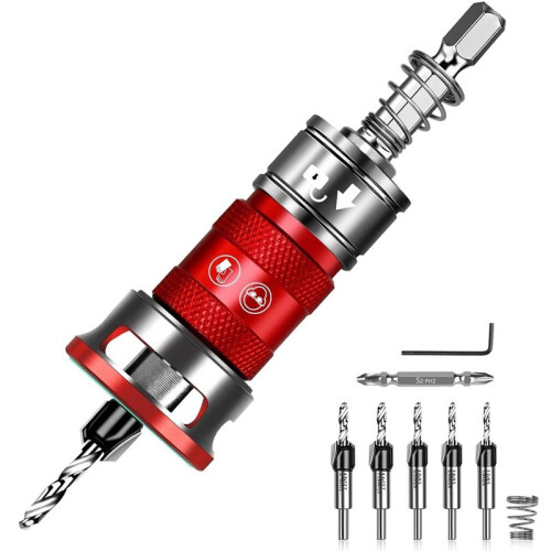 10PCS Countersink Drill Bit Set with Adjustable Depth Stopper Quick-Adjust Two-Flute TCTCutters Countersink Bits