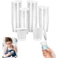 60 Pcs -Cups with Lids 30 Ml Transparent Dosing Cups,with Quantity Scale Precise Dosage for Laboratory Household