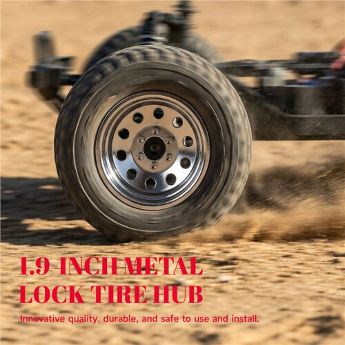4 Peças de Aro de Roda Beadlock de Liga de Zinco com 10 Furos Redondos Pequenos de 1,9 Polegadas para Crawler RC 1/10 - Acessórios DRM130S