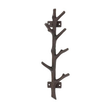 12" Cast Iron Tree Branch Vertical Coat Hat Rack - Rustic Wall Mount Hook for Entryway & Storage