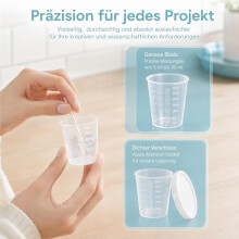 60 -Tazze con Coperchio da 30 Ml, Trasparenti, con Scala Graduata per un Dosaggio Preciso, Ideali per Laboratorio e Uso Domestico.