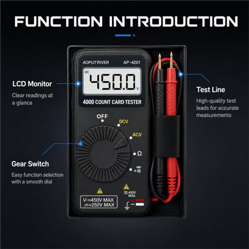 Digital Multimeter 4000 Counts Auto Range AC/ Voltage Tester Voltmeter Resistance Diode Continuity Checker 2