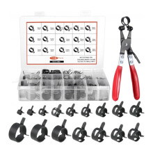 Set van 130 Veerklemmen 6-25 mm, 16 Maten Slangveerklemmen met Tang voor Leidingen, Vacuüm en Lagedruklucht