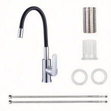 Flexible Kitchen Faucet - Matte Black, 360 Swivel Gooseneck Sprayer, Pull-Down Hose, Modern Design for Sink & Bar