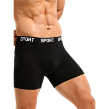 Boxers Esportivos de Perna Longa com Cintura de Letras para Homens M302 Preto XL