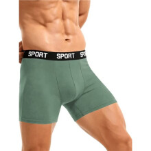 Boxers Esportivos de Perna Longa com Cintura de Letras para Homens M302 Verde M