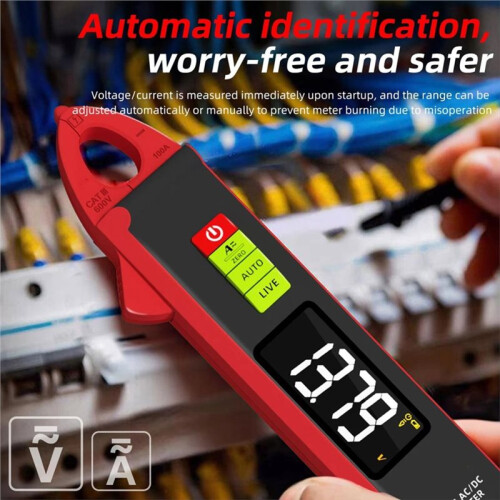 UX1 Digital Clamp Meter 100A Auto-Ranging Non-Contact Current Voltage Frequency Temperature Voltmeter Multimeter
