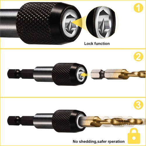 3-In1 Combination Drill Tap & Tap Bit Set Titanium Coated Screw Tapping Bit Tool for Drilling, Tapping, Countersinking 1